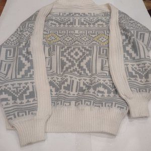 MENS SIZE XL OZONE SKI JUMPER SWEATER Aztec Cream and Grey and yellow.